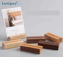 Wood Card Holder Wedding Postcard Organiser Wooden Creative Desk Sign Tag Display Memo Note Clip Picture Po Clip Stand9949282