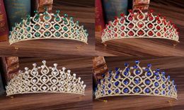 Hair Clips Barrettes Baroque Bridal Red Green Blue Crystal Tiaras Crowns Pageant Prom Veil Tiara Headband Bride For Wedding Acce1090584