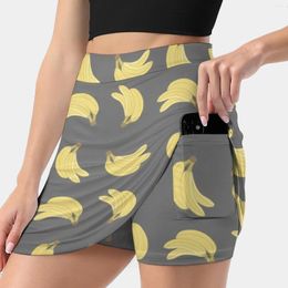 Skirts Bananas-Banana Print And Pattern Women's Skirt Sport Skort With Pocket Fashion Korean Style 4Xl Banana