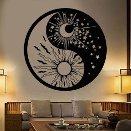 Stickers Religion Wall Stickers Yin Yang Symbol Sun Moon Buddhism Stars Day Night Wall Murals For Living Room Vinyl Wall Decals Y348
