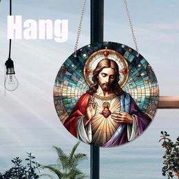 Decorative Figurines Classical 20cm God Window Hangings With Chain Jesus Stained Acrylic Panel Suncatchers Wall Art