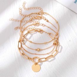 Anklets IFKM Bohemian Charm Anklet Set For Women Love Star Ankle Bracelet On Leg Foot Chain Female Beach Jewelry Gift Accessories