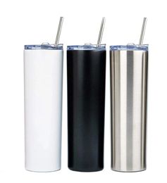 20oz White Sublimation Straight Tumbler 600ml Blanks Double 304 Mug Stainless Steel Vacuum Cup Water Bottle Insulated Slim DIY 20 9225905
