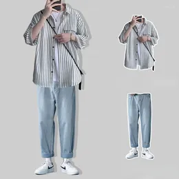 Men's Tracksuits Hip Hop Tracksuit For Men 2 Piece Sets Fashion Suits Long Sleeve Autumn Clothes Breathe Streetwear Stripe Shirts Outfits