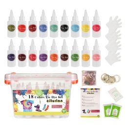 Gloves 18color Tie Dye Kit with Rubber Bands Table Cover & Gloves Diy Fashion Dye Kit Adult Kids Graffiti Dye Supplies Set