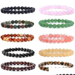 Beaded 8Mm Fashion Brand Luxury Natural Stone Healing Crystal Stretch Bracelet Women Men Handmade Precious Gemstone Round Bracelets Dhxqv