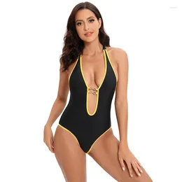 Women's Swimwear One-piece Sexy Solid Colour Covered Belly Bikini Swimsuit Push Up