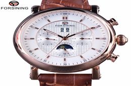 Forsining 2017 Luxury Rose Golden Series Moon Phase Calendar Design Clock Men Automatic Watch Top Brand Luxury Male Wrist Watch1531592