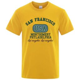 Men's T-Shirts San Francisco Usa Montgomery Philadelphia Tshirts Male Fashion Cotton T-Shirt Hip Hop Loose T Clothes Casual Tops Strtwear H240506