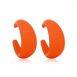 Hoop Earrings Fashion Candy Colour C Shape Sunny Personality Acrylic Open Circle Dangle For Women Girls Jewellery Gift