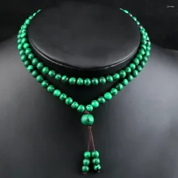 Chains Malachite Beaded Necklace Men Fashion 6mm Natural Stone 108 Beads Tibetan Bracelets Women Handmade Prayer Jewelry Wrap Bangles