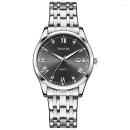 Wristwatches Men's Watch Fashion And Elegant Casual Stainless Steel Band WristWatch Calendar Water Diamond Scale Clock For Male Reloj Hombre