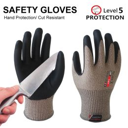 Gloves SAFETYINXS Nitrile Level 5 Safety Work Gloves Cut Resistant Gloves Kitchen Butcher Food 13 Gauge CutResistant Safety Gloves