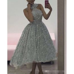 Blask Sier Prom Vintage Sukienki cekiny kantarki Linia Linia Niestandardowe bez rękawów Formalna suknia wieczorowa imprezowa suknia plus size