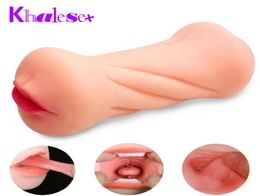 Khalesex Realistic Male Masturbator Aritificial Vagina Pocket Deep Throat Tongue Suck Pussy Sex Toys For Men Heater Vibration J1901567941
