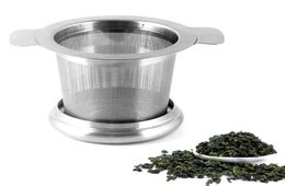 Tea Strainer Lid Teas Infusers Basket Reusable Fine Mesh TeaCoffee Filters Stainless Steel with Double Handles Leaf Teapot Spice 3205203