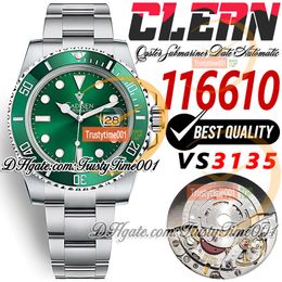 40mm 116610 VR3135 Automatic Mens Watch Clean CF V5 Ceramic Bezel Green Dial 904L Stainless Steel SS Bracelet Super Edition Trustytime001 Wristwatch Reloj Hombre