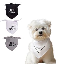 Pet Cat Dog Triangular Scarf Adjustable Saliva Towel Trendy Pet Dog Collar For Schnauzer Bichon Teddy Customizable Name Scarf