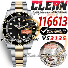 40mm 116613 VR3135 Automatic Mens Watch Clean CF V5 Ceramic Bezel Black Dial Two Tone Yellow Gold 904L Stainless Steel Bracelet Super Edition Trustytime001 Watches