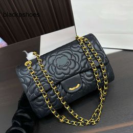 Chanellly CChanel Chanelllies Camellia CC Women Gold Flap Decoration Designer Bag Classic Double Embroidery Metal Hardware Matelasse Chain Medium Crossbody Shou