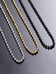 Whole 24mm Stainless Steel Bulk Ball Bead Chain Gold Black Necklace For Pendant Jewellery Making Accessories Chokers8346658