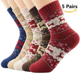 Women Socks Winter Thicken Warm Wool Vintage Style Thick Crew Casual Unisex Happy Male