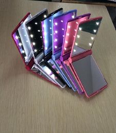 makeup 8 LED Mirror Folding Portable Compact Pocket led Mirror Lights Lamps Colour randomly DHL 8445287