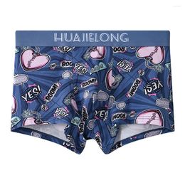 Underpants Mens Middle Waist Underwear Sexy Printed Home Panties Shorts Boxer Briefs Stretch Teenage Young Boys