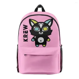 Backpack ItsFunneh Mercch Krew District 2024 Zipper Fashion Boy/Girl's Print Canvas Bag Oxford Cloth Travel