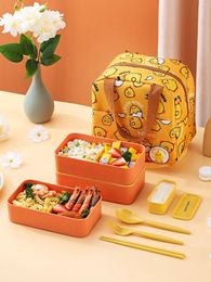 Dinnerware WORTHBUY Portable Bento Lunch Box With Cutlery&Thermal Bag Sealed Leak Proof Fruit Salad Container Set For Kids Students