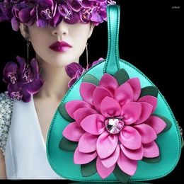 Evening Bags 2024 Women's Fashion Mini National Style Big Flower Applique HandBag Shoulder Bag Crossbody Wedding Club Party Clutch