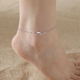 Anklets HIPEE Bohemia Walking Cat Pendant Ankle For Women Animal Cats Stainless Steel Ankle Bracelet On Leg Chain Female Beach Jewellery