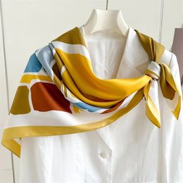 Women Design Square Headscarf Scarves Model Sunscreen Silk Hijab Fashion Bandana 90X90cm Beach Shawls Tie Bag Decoration 240429