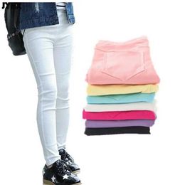 Shorts Childrens and Girls Pants Spring and Autumn Candy Colors Elastic Pencil Trousers Childrens Solid Legs 2-11Y Childrens ClothingL2403