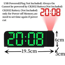 Desk Table Clocks USB Powered Digital Projection Alarm Clock Night Mode Power-off Memory Table Clock 12H/24H LED Clock With USB Cable