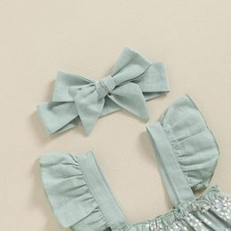 Clothing Sets Toddler Girl Summer Outfit Floral Print Mesh Sleeve Tops Bow Elastic Waist Shorts Headband 3Pcs Clothes Set