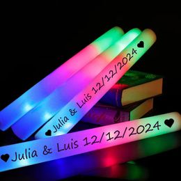 12153060Pcs LED Glow Sticks Bulk Colourful RGB Foam Stick Cheer Tube Dark Light for Xmas Birthday Wedding Party Supplies 240506