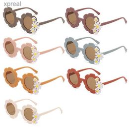 Sunglasses 2024 New Korean Childrens Sunglasses Daisy Round Cute Sunglasses for Boys and Girls UV Protection Baby Sunglasses Cute Glasses WX