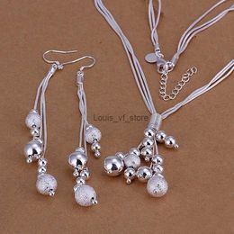 Wedding Jewelry Sets 925 Sterling Silver necklace Earrings fashion jewelry set Christmas gift retro charm beads chain for women lady wedding 45CM H240504