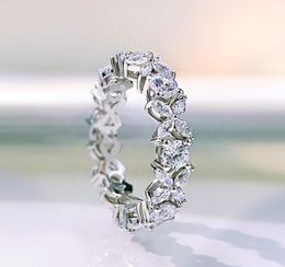 Real 925 Sterling Silver White Gold Plated 2021 Unique Design Austrian CZ Paved Fashion Women Ring Wedding Jewelry8536741