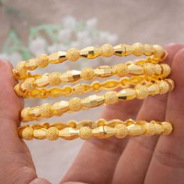 4pcs lot 24k Gold Colour Fine Dubai Wedding Bangles Jewellery Ethiopian Bracelets for Women African Jewellery Party Gifts Q0720 316b