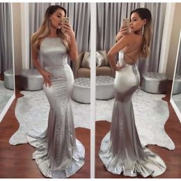 مصمم Prom Sier Mermaid Dresses Halter Criss Cross Straps الترتر مخصص الطابق الطول بطول ثوب مسائي رسمي