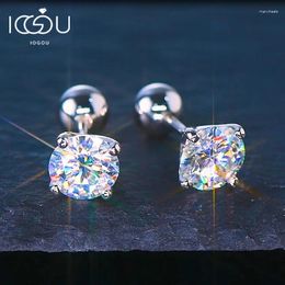 Stud Earrings Real 2ctw. D Colour Moissanite For Women And Men 925 Silver Jewellery Round Bead Screw Four Claw Certificate