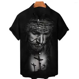 Men's Casual Shirts Christ Jesus 3D Print Hawaiian Beach Men Women Fashion Streetwear Oversized Short Sleeve Shirt Blouse Man Clothing