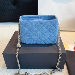 Designer bag Womens Crossbody Bags Shoulder Bag Designer Camellia Flower Denim High Quality Blue Fashion Silver Chain with Ball Luxury Handbag Underarm Bag