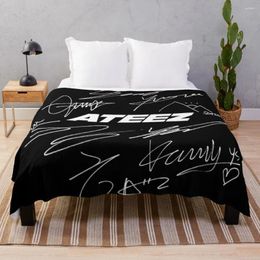 Blankets ATEEZ - Logo Autographs (black) Throw Blanket For Baby