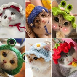 Houses Cute Refined Cat Hat Elastic Autumn Winter Pet Hat Puppy Kittens Knitted Hat Party Photo Shoot Props Decoration Cat Accessories