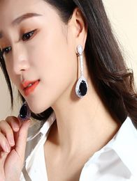 Long Teardrop earring setting Big Big Green Clear and Black water drop stones High Quality Large earrings for party1437889