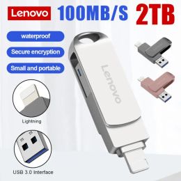 Adapter Lenovo High Metal Rotate 2TB 1TB Usb 3.0 Flash Drive Storage For IPhone With 2 In 1 USBA To Lightning Interface for iPhone14 15