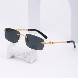 Sunglasses 2021 Rectangle Rimless Women Fashion Black Retro Square Frameless Sun Glasses For Men Gafas De Sol Hombre 232j